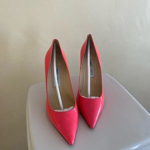 Jimmy Choo neon pink patent pumps. Size 8